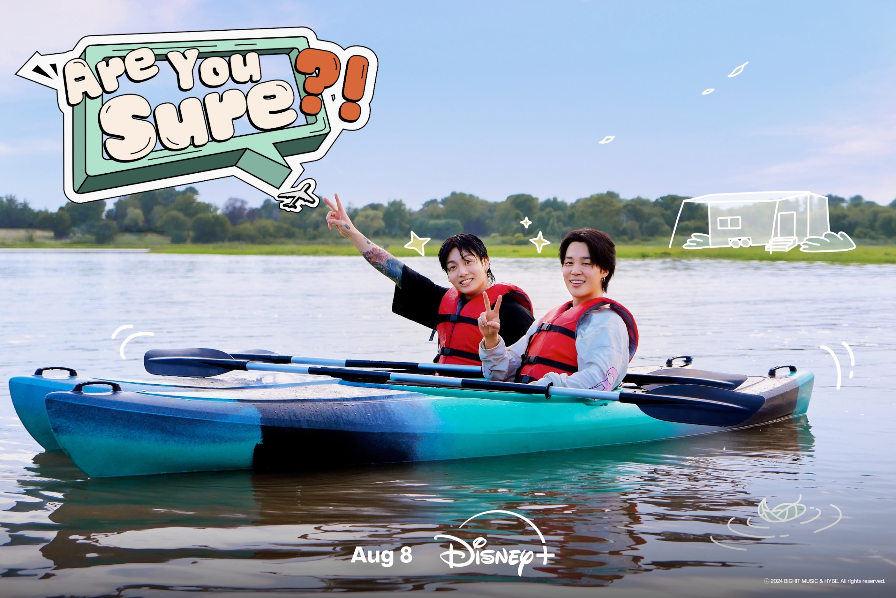 PHOTO: Jimin and Jung Kook to star in travel reality show, "Are You Sure?!" coming exclusively to Disney Plus on Aug. 8, 2024.